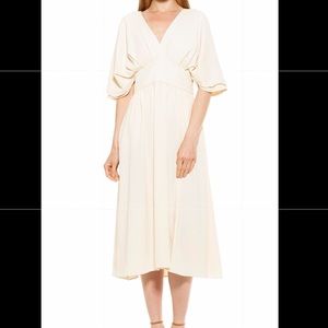 August Drapped Midi Fit & Flare Dress - Cream Medium